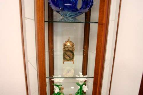 *Discounted* Exquisite solid Rosewood hexagon display cabinet w bevelled glass & large cupboard