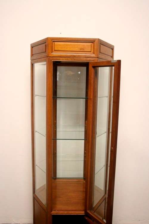 *Discounted* Exquisite solid Rosewood hexagon display cabinet w bevelled glass & large cupboard