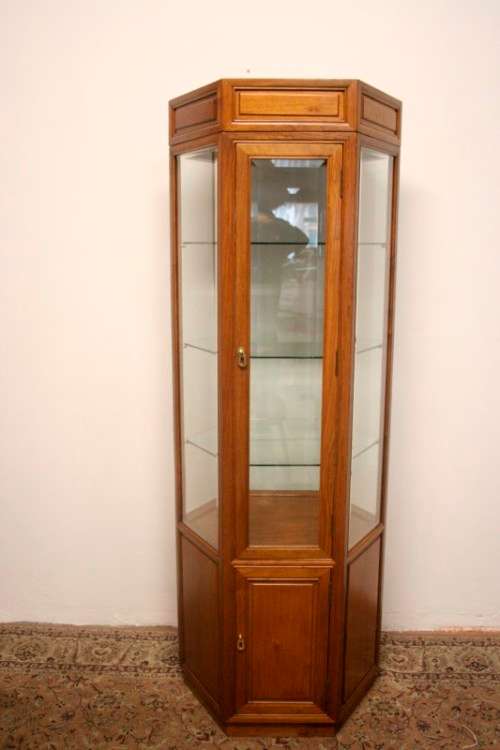 *Discounted* Exquisite solid Rosewood hexagon display cabinet w bevelled glass & large cupboard