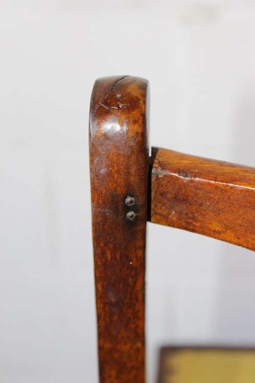 **RS17_Clearance** Antique Victorian solid teak folding chair w/ upholstered seat & spindle backrest