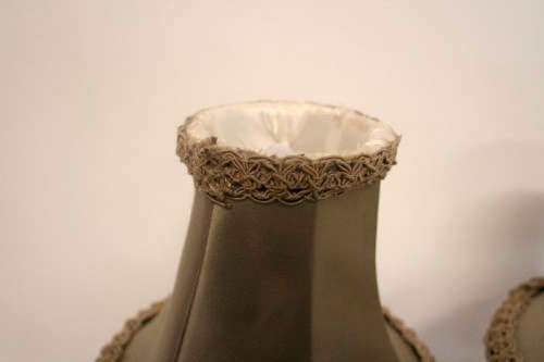 Two lovely table lamps with gorgeous lampshades and glass like bases; Stunning in all living areas!