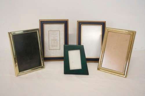 **RS17** Five lovely small assorted free standing photo frames with glass.