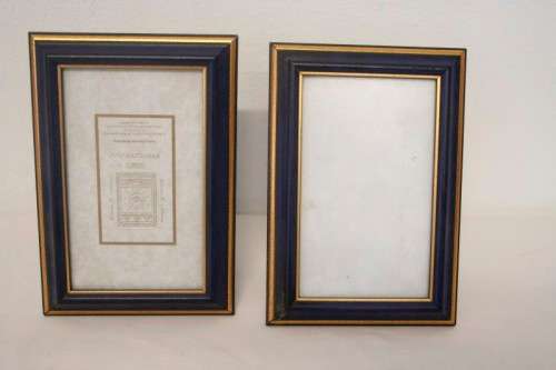 **RS17** Five lovely small assorted free standing photo frames with glass.