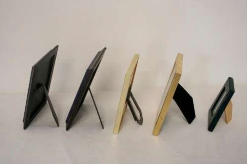 **RS17** Five lovely small assorted free standing photo frames with glass.