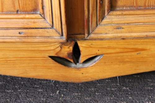 A stunning original solid Oregon 2-door server cabinet with two drawers and ample storage space