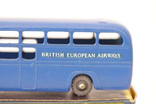 A rare original vintage (c1959) Matchbox No. 58 blue British European Airways die-cast model coach