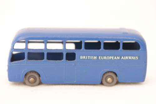 A rare original vintage (c1959) Matchbox No. 58 blue British European Airways die-cast model coach