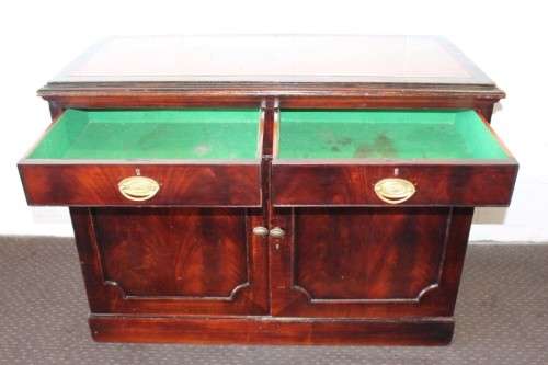 **RS17_Clearance** Rare antique (1839) leather-top cabinet off the British MV Carnarvon Castle ship