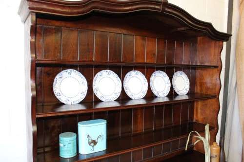 A spectacular solid Imbuia "gabled" display buffet server with cutlery drawers & spacious shelves!