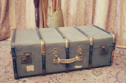A fabulous, large vintage suitcase/ travel trunk - ideal for extra storage in the house/ display