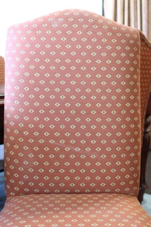 **RS17** A 8 to 10-seater dining room suite with a large table and 8x upholstered high-back chairs