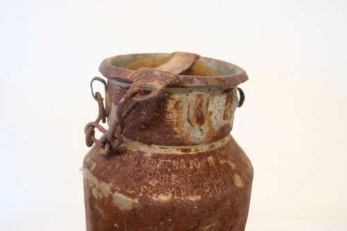 Two awesome rustic vintage 5 litre cream/ milk canister with loads of charm & character. price/can