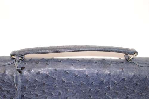 **RS17** A quality midnight blue (ostrich skin leather) & grey (buffalo hide) ladies slim briefcase
