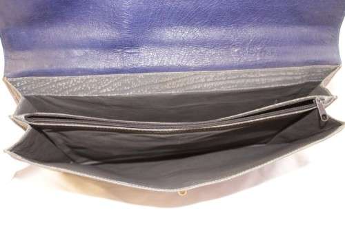 **RS17** A quality midnight blue (ostrich skin leather) & grey (buffalo hide) ladies slim briefcase