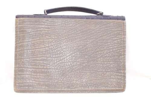 **RS17** A quality midnight blue (ostrich skin leather) & grey (buffalo hide) ladies slim briefcase