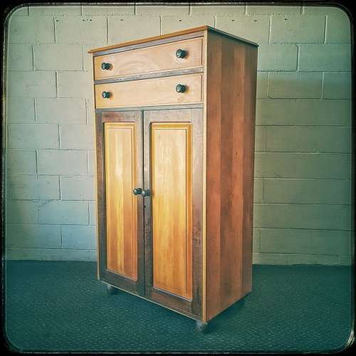 An awesome Yellowwood and Imbuia (jongmans kas) wardrobe with two large top drawers