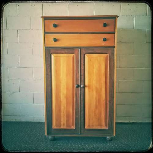 An awesome Yellowwood and Imbuia (jongmans kas) wardrobe with two large top drawers