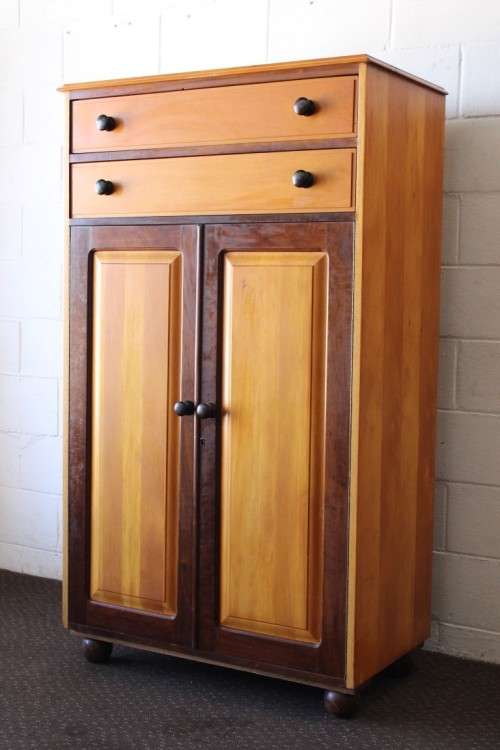 An awesome Yellowwood and Imbuia (jongmans kas) wardrobe with two large top drawers