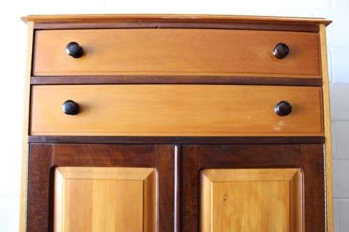 An awesome Yellowwood and Imbuia (jongmans kas) wardrobe with two large top drawers