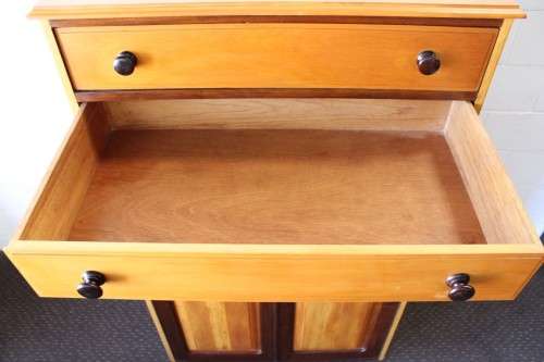 An awesome Yellowwood and Imbuia (jongmans kas) wardrobe with two large top drawers