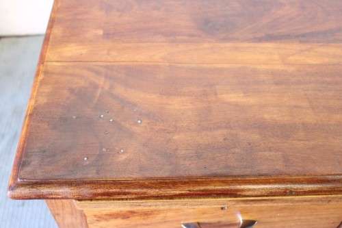 A beautiful vintage 6-drawer solid teak knee-hole partners desk with pull-out writing tops