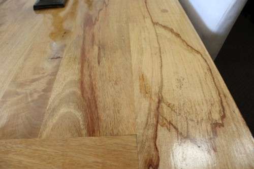 **RS17** incredible 8-seater 2.2m solid light teak cross-leg dining table w 8x hi-back dining chairs