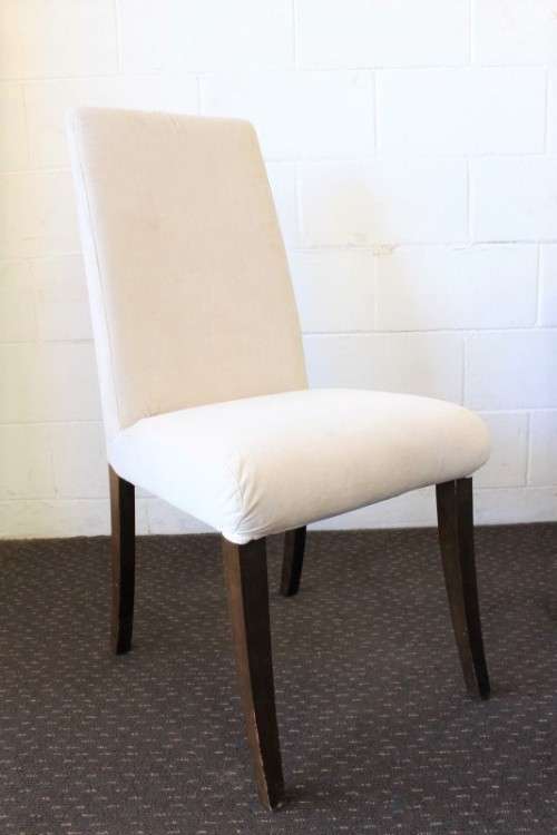 **RS17** incredible 8-seater 2.2m solid light teak cross-leg dining table w 8x hi-back dining chairs