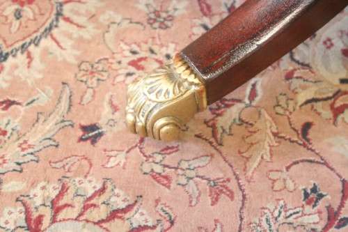 A fabulous stylish vintage drop leaf occasional table with ornate brass capped feet on castors