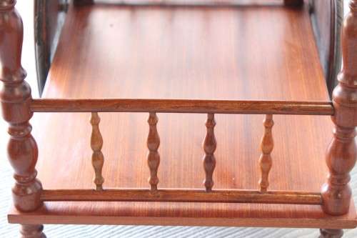 Amazing vintage "Wagon wheel" tea/ drinks trolley with drop-leaf sides and three cup/ flask holders