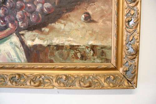 A beautiful large still life painting on canvas signed "Aaron" in a stunning frame.