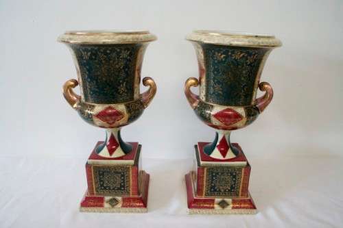 2 fabulous large Royal Vienna styled porcelain mantle vases. Stunning in your home/office/reception!