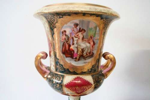 2 fabulous large Royal Vienna styled porcelain mantle vases. Stunning in your home/office/reception!