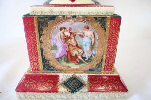 2 fabulous large Royal Vienna styled porcelain mantle vases. Stunning in your home/office/reception!