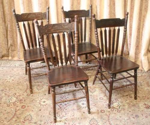 **RS17_Clearance** Four wonderful dining/ occasional chairs with carved detailing Price/chair