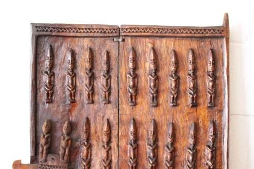 **RS17** A hand carved vintage/ antique? West African (Mali) "Dogon" granary door with sliding latch
