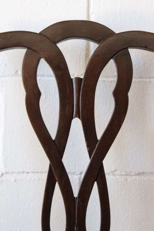 **RS17** An awesome set of five vintage upholstered carved Mahogany square-back dining chairs