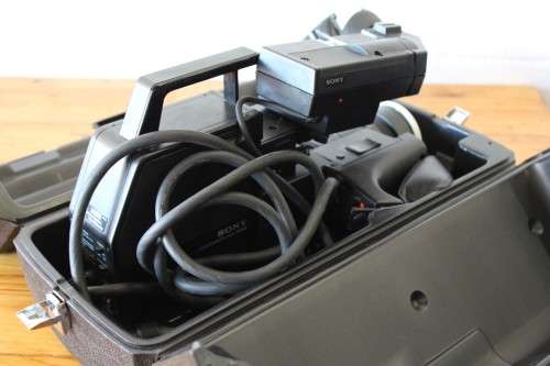 A Sony HVC 3000 (c.1980) video camera in its case with battery charger and cassette recorder!!