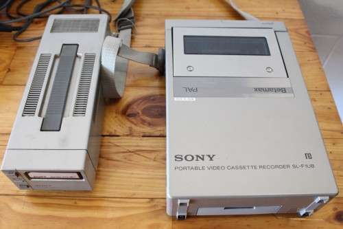 A Sony HVC 3000 (c.1980) video camera in its case with battery charger and cassette recorder!!