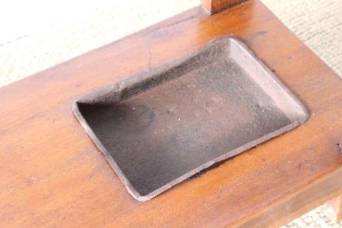 An incredible solid teak and solid blackwood combination hall stand with a bevelled mirror & drawer