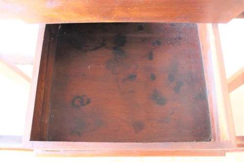 An incredible solid teak and solid blackwood combination hall stand with a bevelled mirror & drawer