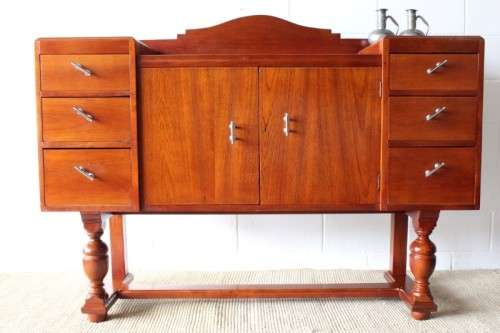 **RS17** Awesome vintage Art Deco buffet server w/ 6x good size drawers & double-door cupboard