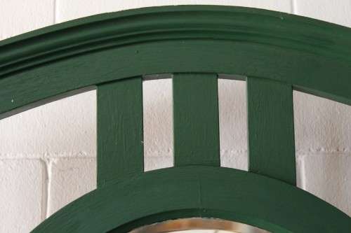 A lovely green painted hall stand w/a centre mirror, storage drawer & space for umbrellas/ canes etc