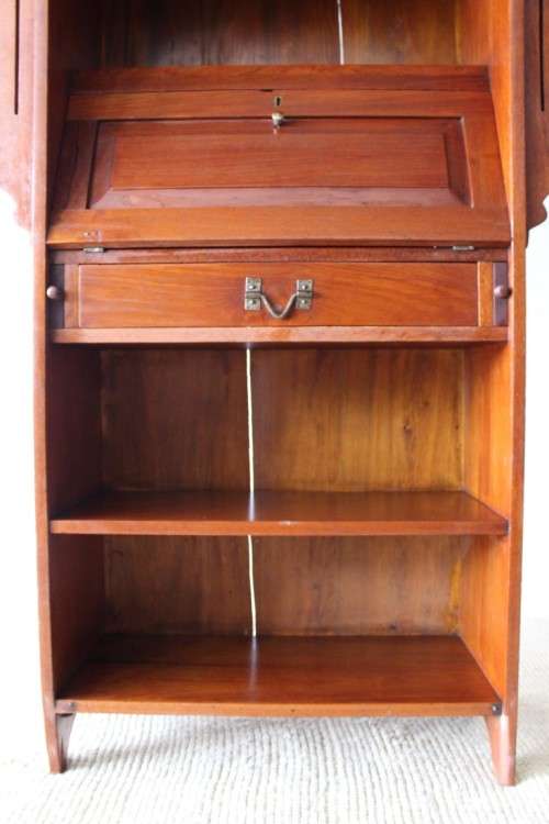 A magnificent unusual (c.1900) "Arts and Crafts Movement" solid Teak fall front writing bureau - WOW