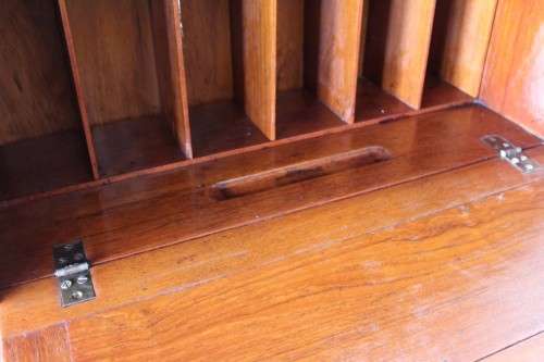 A magnificent unusual (c.1900) "Arts and Crafts Movement" solid Teak fall front writing bureau - WOW