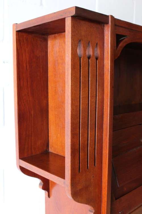 A magnificent unusual (c.1900) "Arts and Crafts Movement" solid Teak fall front writing bureau - WOW