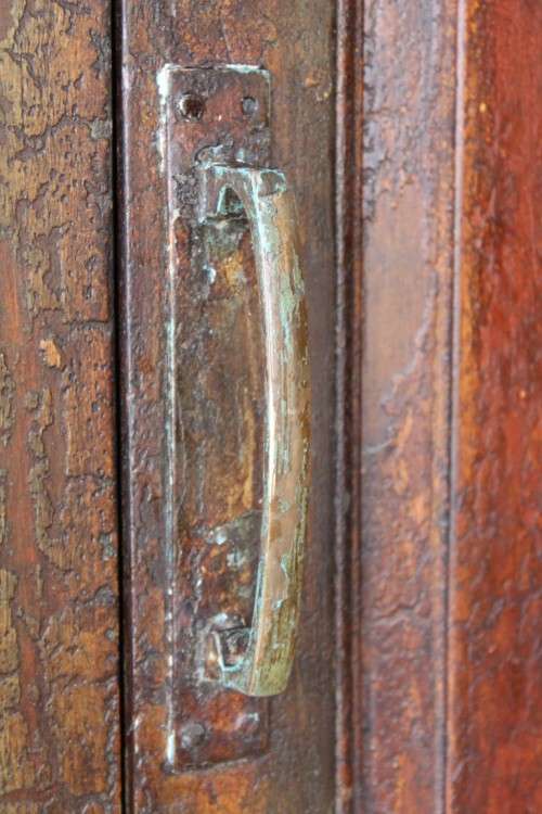 **RS17** Superb Javanese Oriental Indonesian Teak double door cabinet w/ an amazing paint technique
