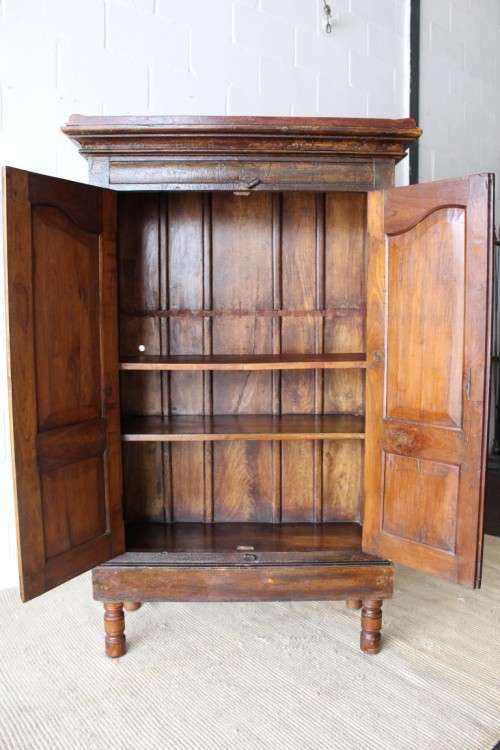 **RS17** Superb Javanese Oriental Indonesian Teak double door cabinet w/ an amazing paint technique