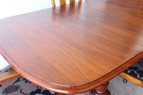 **RS17** Amazing vintage solid Teak extendable dining room table with four upholstered chairs
