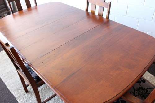 **RS17** Amazing vintage solid Teak extendable dining room table with four upholstered chairs