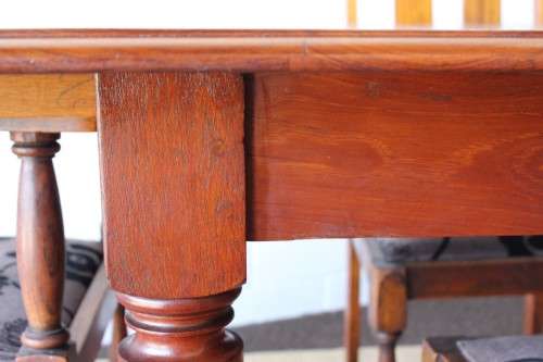 **RS17** Amazing vintage solid Teak extendable dining room table with four upholstered chairs